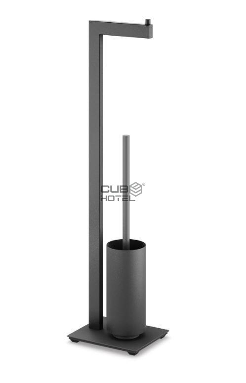 Black Toilet Roller Holder with Brush Zack LINEA